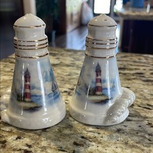 Lighthouse Design Ceramic Salt and Pepper Shakers